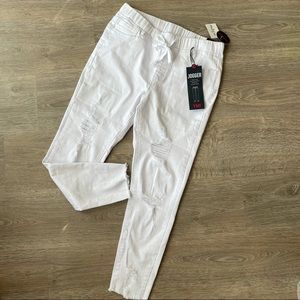 NWT eclipse white stretchy denim joggers